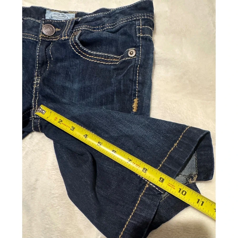 Vintage Y2K Aeropostale Flap Pocket Denim Bermuda Shorts Dark Wash Jorts Sz 5/6 - Picture 7 of 7